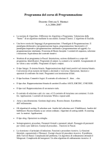 Programma del corso di Programmazione