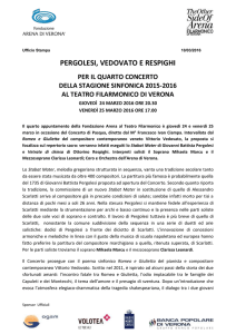 Ufficio Stampa 10/03/2016 PERGOLESI, VEDOVATO E RESPIGHI