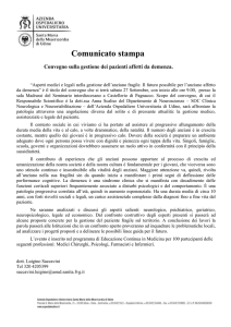 Comunicato stampa Convegno sulla gestione dei pazienti affetti da