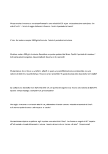 Un corpo che si muove su una circonferenza ha una velocità di 30 m