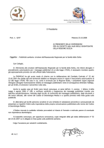 Presidenti CAO Sicilia – Nota su pubblicità sanitaria