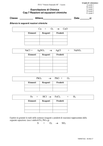 Esercitazione di Chimica