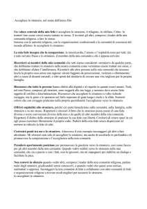 Accogliere lo straniero, nel nome dell`unico Dio