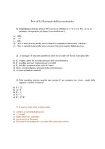 Test sul I e II principio della termodinamica