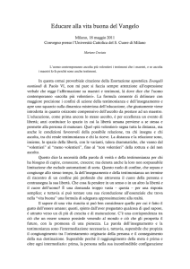 Educare alla vita buona del Vangelo