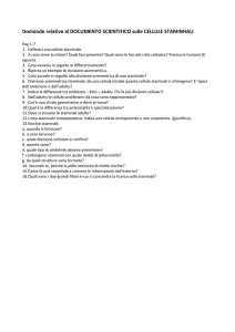 Domande relative al DOCUMENTO SCIENTIFICO sulle CELLULE