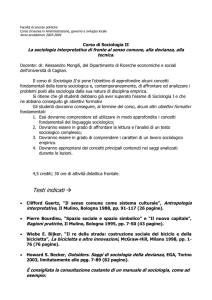 Corso di Sociologia II - Facoltà di Scienze Politiche