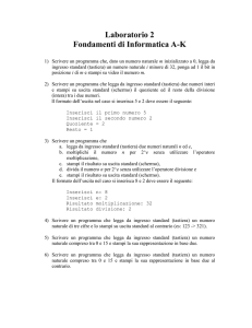 1) Scrivere un programma che consenta di settare un bit in un