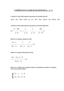 Compito di Matematica Esami di Recupero