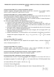 esercizi di geometria solida su prismi e piramidi assegnati negli