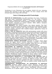 Programma didattic0 del corso di “Tossicologia