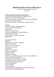 PROGRAMMA DI MATEMATICA svolto nell`anno scolastico 2010