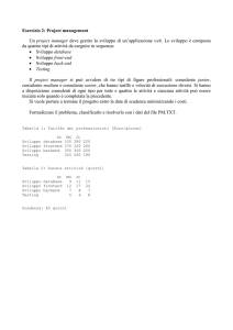 Esercizio 2: Project management Un project manager deve gestire