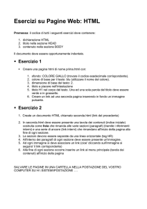 Esercizi su Pagine Web: HTML