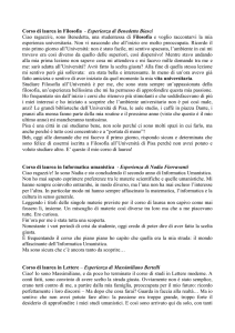 Corso di laurea in Filosofia - Esperienza di Benedetta Biasci