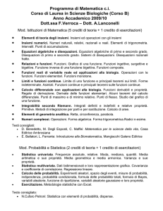 Programma di Matematica c - Dipartimento di Matematica