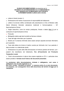 ELENCO DOCUMENTAZIONE da presentare per