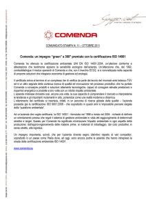 "green" a 360° premiato con la certificazione ISO - Comenda