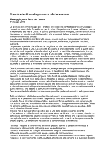 Non c`è autentico sviluppo senza relazione umana