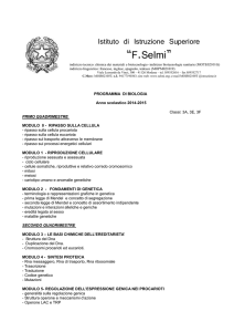 PROGRAMMA BIOLOGIA CLASSE TERZA