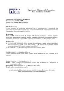 Programma SERSS - Dipartimento di Scienze della Formazione