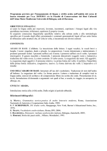 Programma previsto per l`insegnamento di lingua e civiltà araba nell