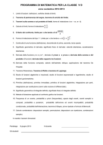 programma di matematica per la classe vd