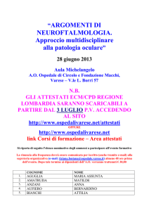 “ARGOMENTI DI NEUROFTALMOLOGIA. Approccio