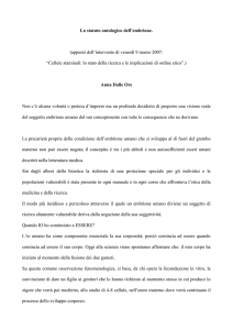 Lo statuto ontologico dell`embrione