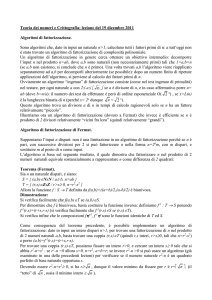 Teoria dei numeri e Crittografia: lezione del 28 aprile 2011