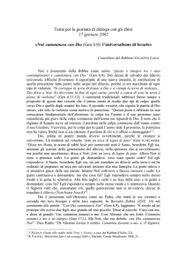Tema per la giornata di dialogo con gli ebrei