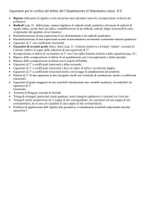 Argomenti per la verifica del debito del I Quadrimestre di Matematica