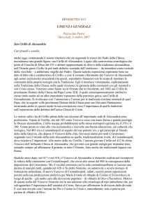 Benedetto XVI Catechesi su S. Cirillo di Alessandria