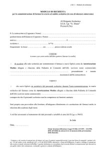 Richiesta di somministrazione farmaci per uso cronico e/o di