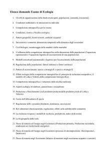 Elenco domande Esame di Ecologia I livelli di organizzazione della