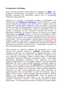 programma di Erlangen - Dipartimento di Matematica