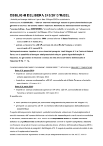 OBBLIGHI DELIBERA 243/2013/R/EEL L`Autorità per l`energia