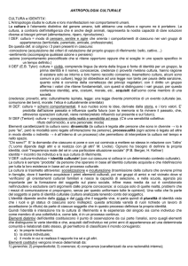 Riassunto del corso di Antropologia culturale