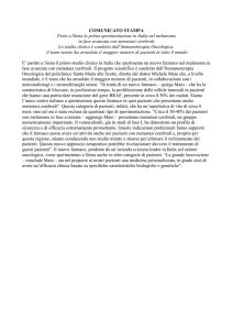 A Siena il 1° studio sperimentale sul melanoma con metastasi