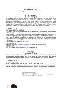 BOLOGNA ESTATE 2011 Gli appuntamenti di venerdì 15 luglio ATTI