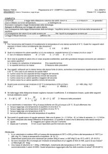 Materia: FISICA Preparazione al IV COMPITO (I quadrimestre) A.S.