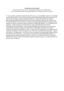 Registrato un probabile caso di creutzfeldt