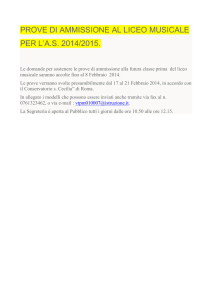 PROVE DI AMMISSIONE AL LICEO MUSICALE PER L`A