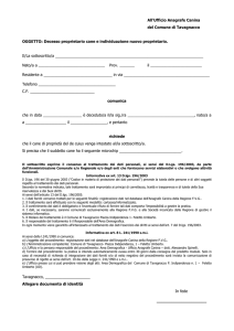 Modulo comunicazione decesso proprietario del cane e variazione