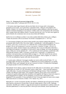 Giovanni Paolo II Catechesi sul Salmo 118 Promessa di osservare