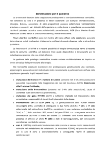 Trombofilia relazione tecnica
