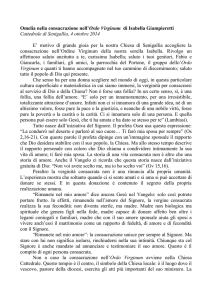 Omelia nella consacrazione nell`Ordo Virginum di Isabella Gia