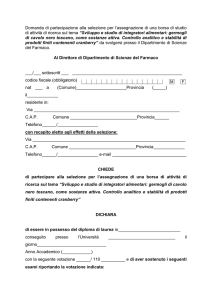 Domanda di partecipazione - Dipartimento di Scienze del Farmaco