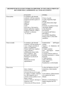 ARGOMENTI DI ITALIANO E STORIA DA RIPETERE IN VISTA