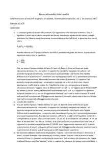 Esercizi sul modello a fattori specifici I riferimenti sono al testo di P